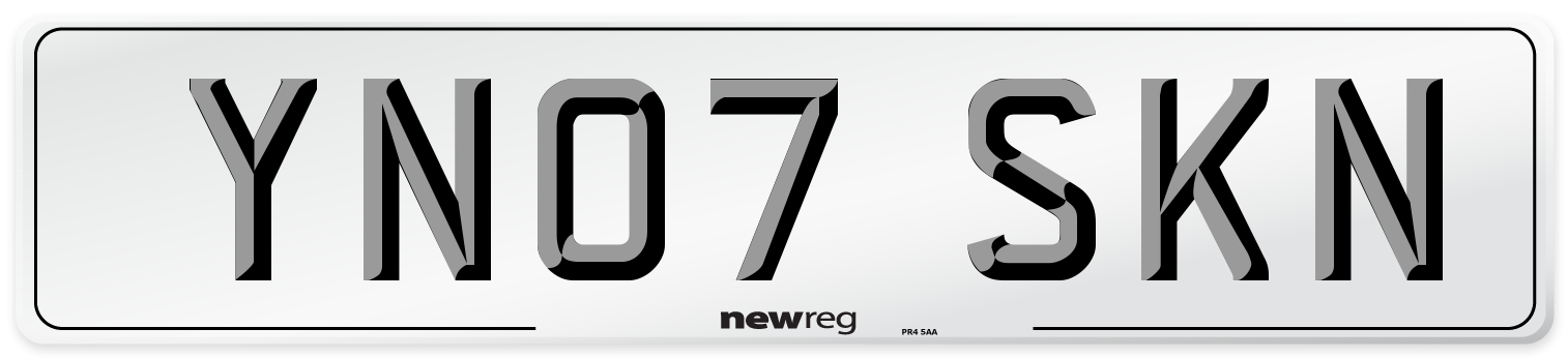 YN07 SKN Number Plate from New Reg